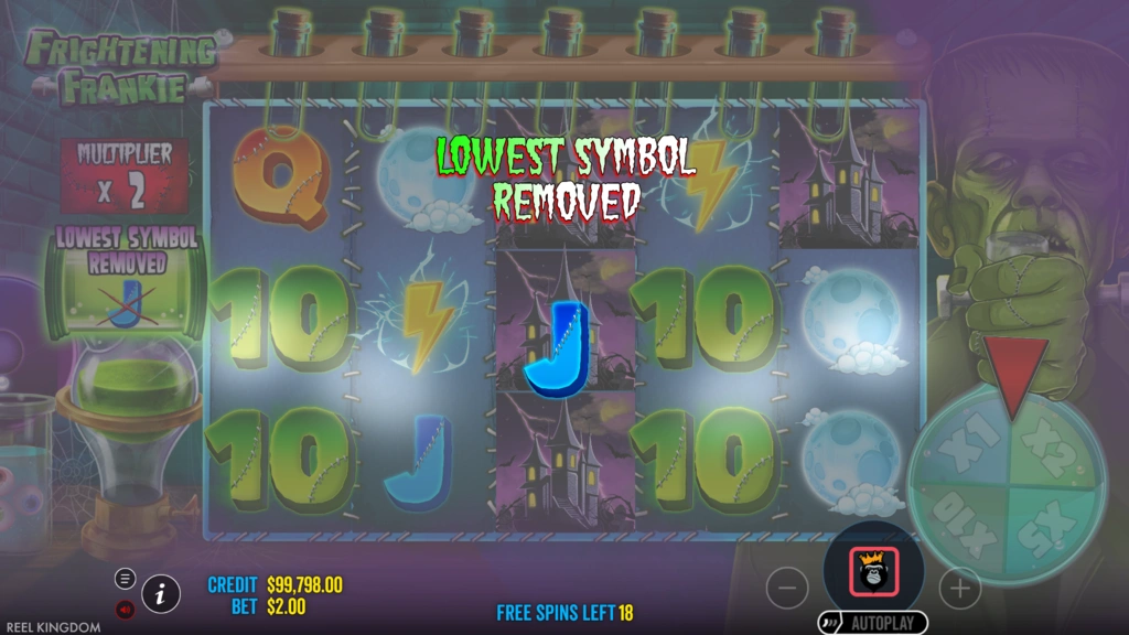 Frightening Frankie - Symbol Removal in Free Spins